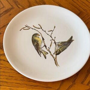 VILLEROY & BOCH MADE IN LUXENBURG BLUE INK STAMP  #4 BIRD PLATE  7 1/4" DIA.